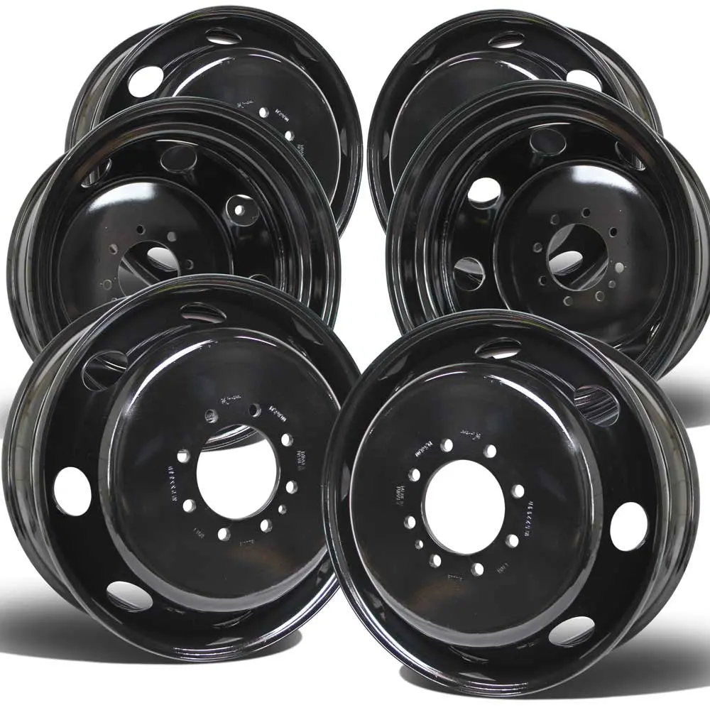 19.5X6.00 8X6.5" Black Steel (Ford F350 Drw 1984-1997) Set Of 6 1