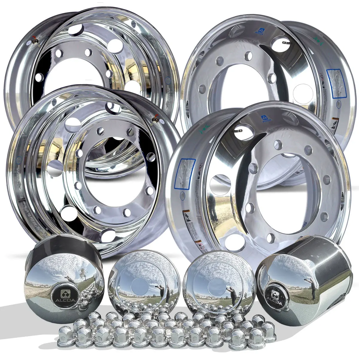 Alcoa 19.5X6.75 8X275mm High Polished On Both Sides Wheel Kit (Topkick & Kodiak) 1