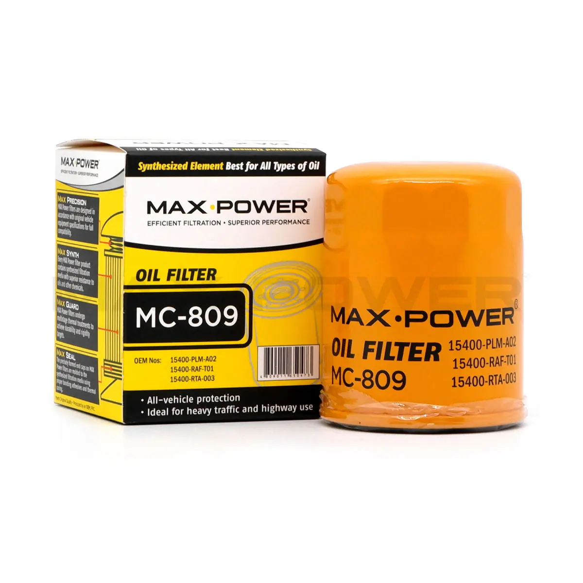 Max Power Oil Filter Mc-809 For Honda City, Civic, Crv, Br-V, Brio, Cr-Z, Fit, Hrv, Mobilio, Odyssey 1