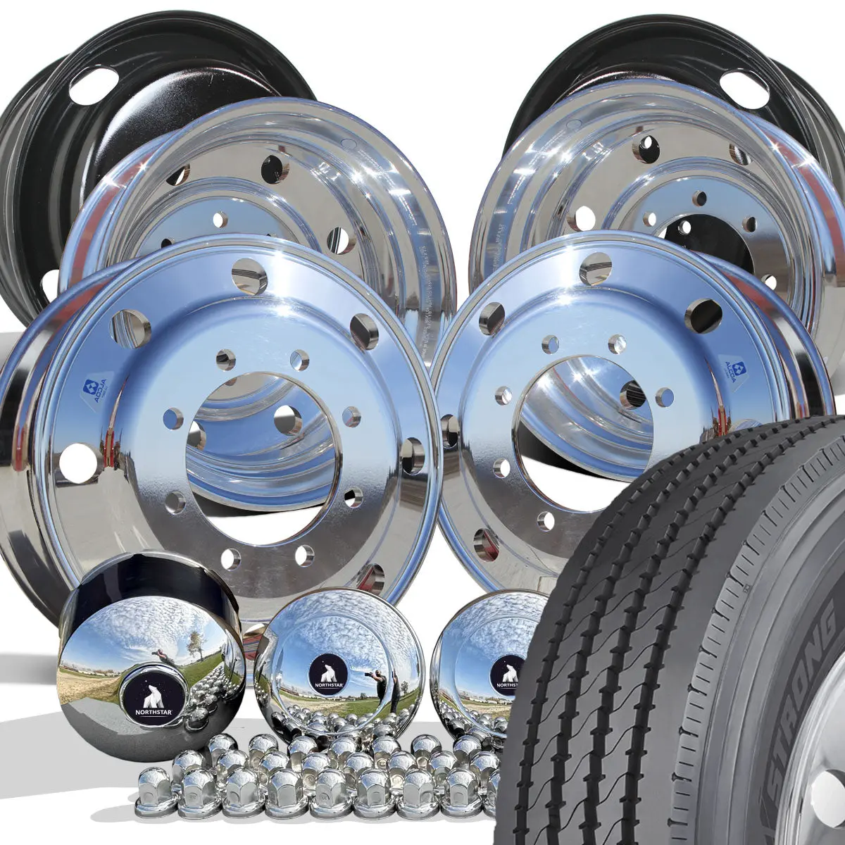 Hercules Hra Highway Tread Mounted On 22.5 Alcoa Aluminum Polished Chevy 4500/5500 Wheel Kit (8X275) 1