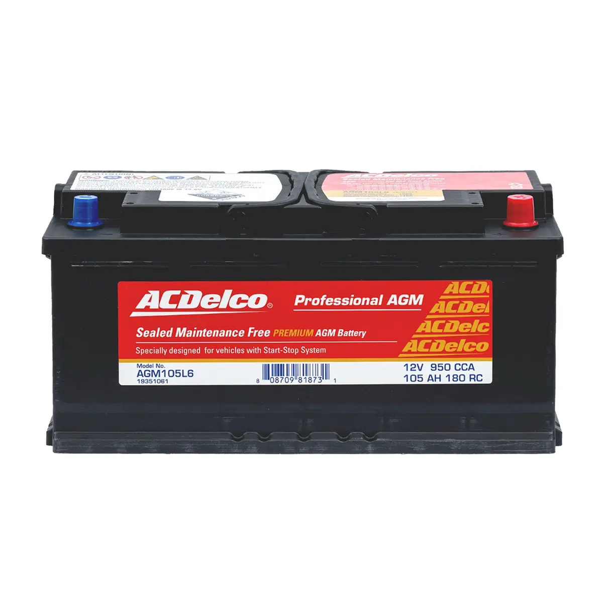 Acdelco Battery Agm Din100 / Bci / Din H9 / L6 / Agm105l6 1