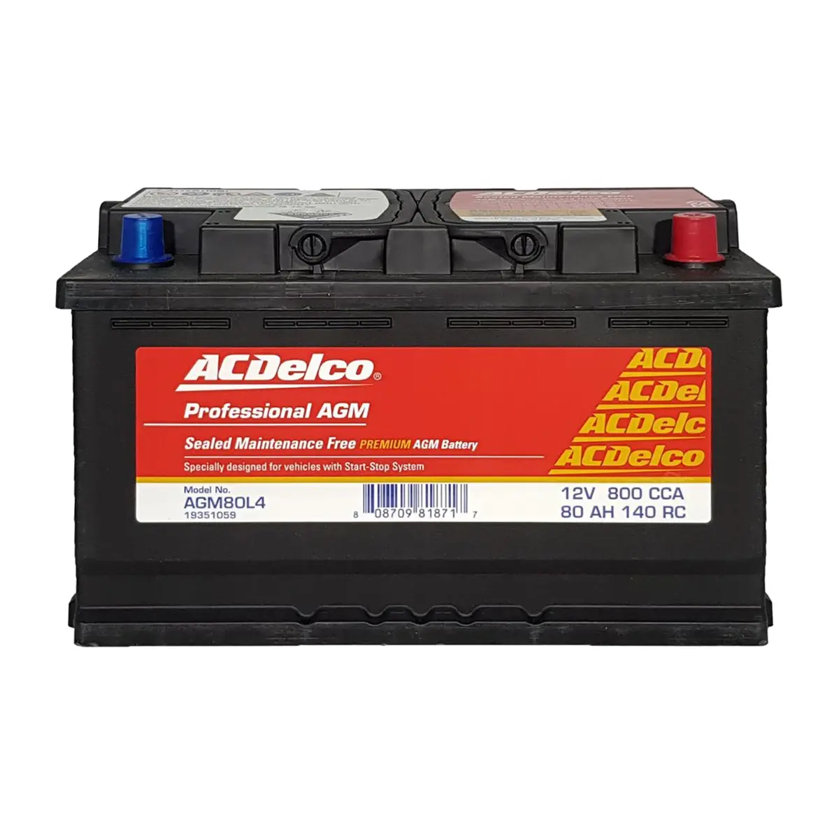 Acdelco Battery Agm Din80 / Bci 94R / Din H7 / L4 / Agm80l4 1