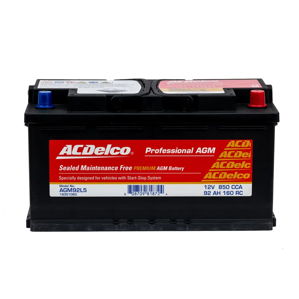Acdelco Battery Agm Din88 / Bci 49 / Din H8 / L5 / Agm92l5 1