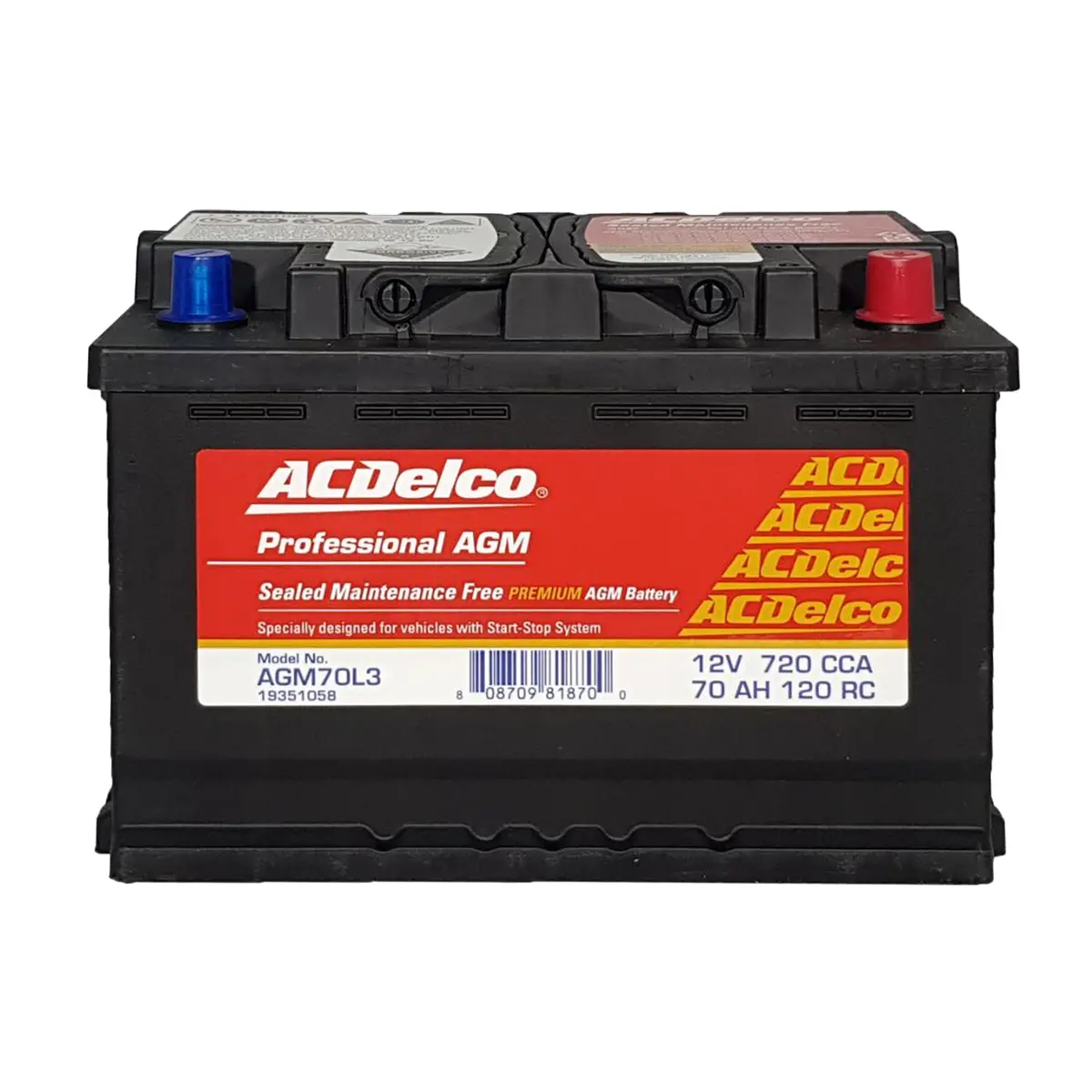 Acdelco Battery Agm Din74 / Bci 48 / Din H6 / L3 / Agm70l3 1
