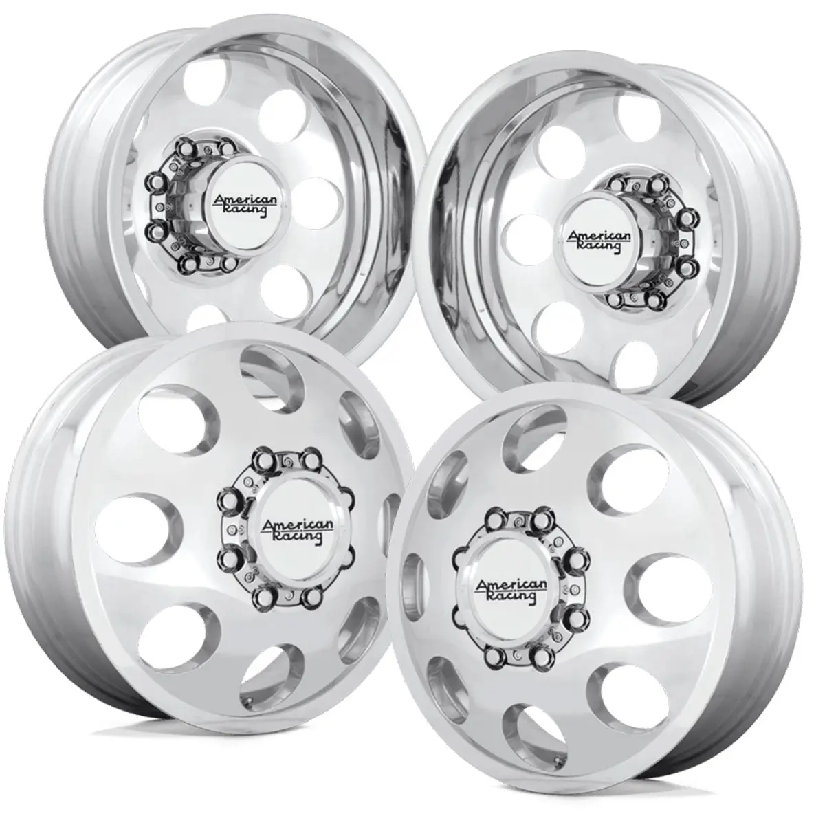 American Racing Baja Drw 16×6 8X6.5 Polished Aluminum 4-Wheel Kit (Chevy, Gmc, Ram) 1