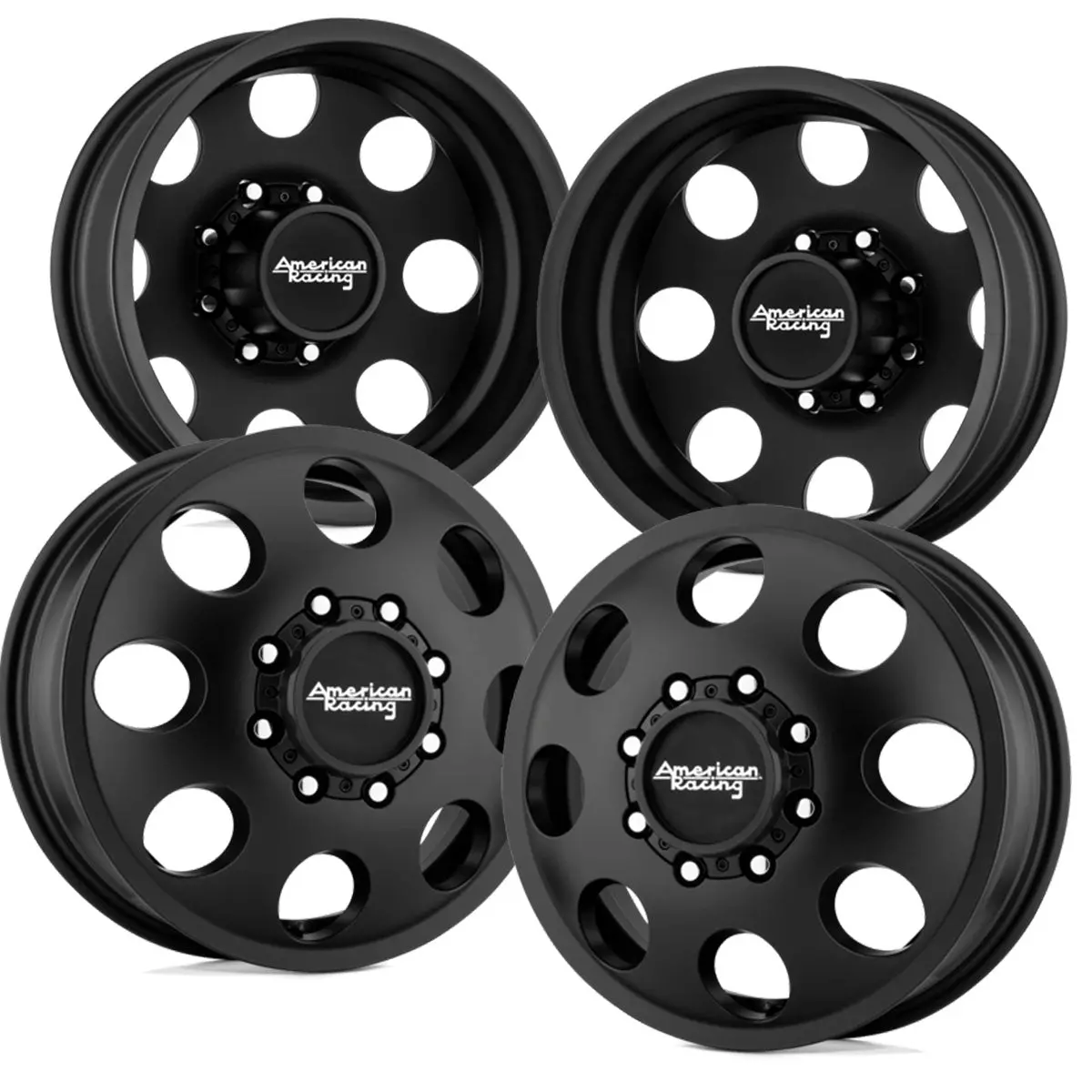 American Racing Baja Drw 16×6 8×6.5 Satin Black Aluminum 4-Wheel Kit (Ford, Ram) 1