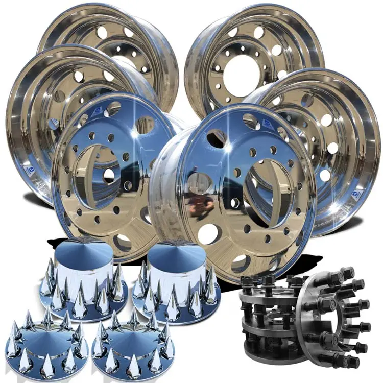 Alcoa 22.5 Wheels W/ 8 To 10 Lug Adapter Kit (Ram 3500 Drw 1994-2018) 1