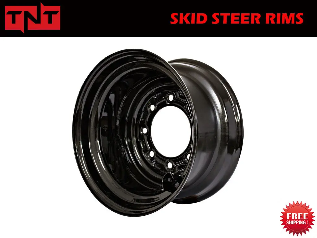 Tnt Gloss Black 8 Bolt Heavy Duty Rim For 10X16.5 Skid Steer Tires 1