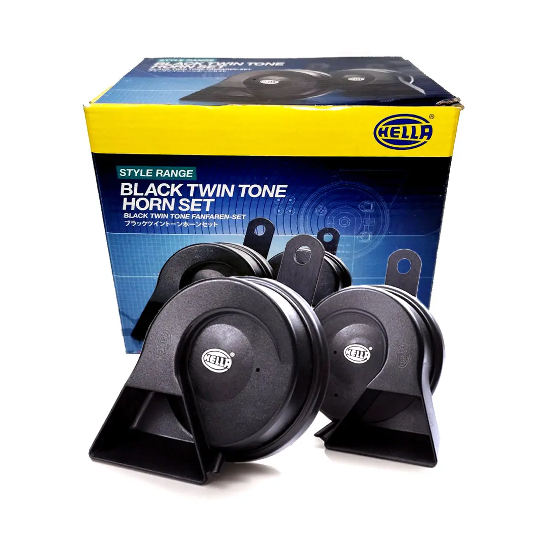 Hella Black Twin Tone Horn 12V Without Relay 1