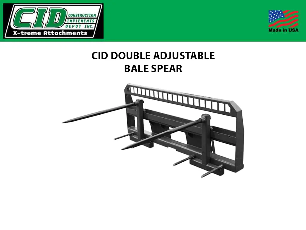 Cid Double Adjustable Bale Spear For Skid Steer Loaders 1