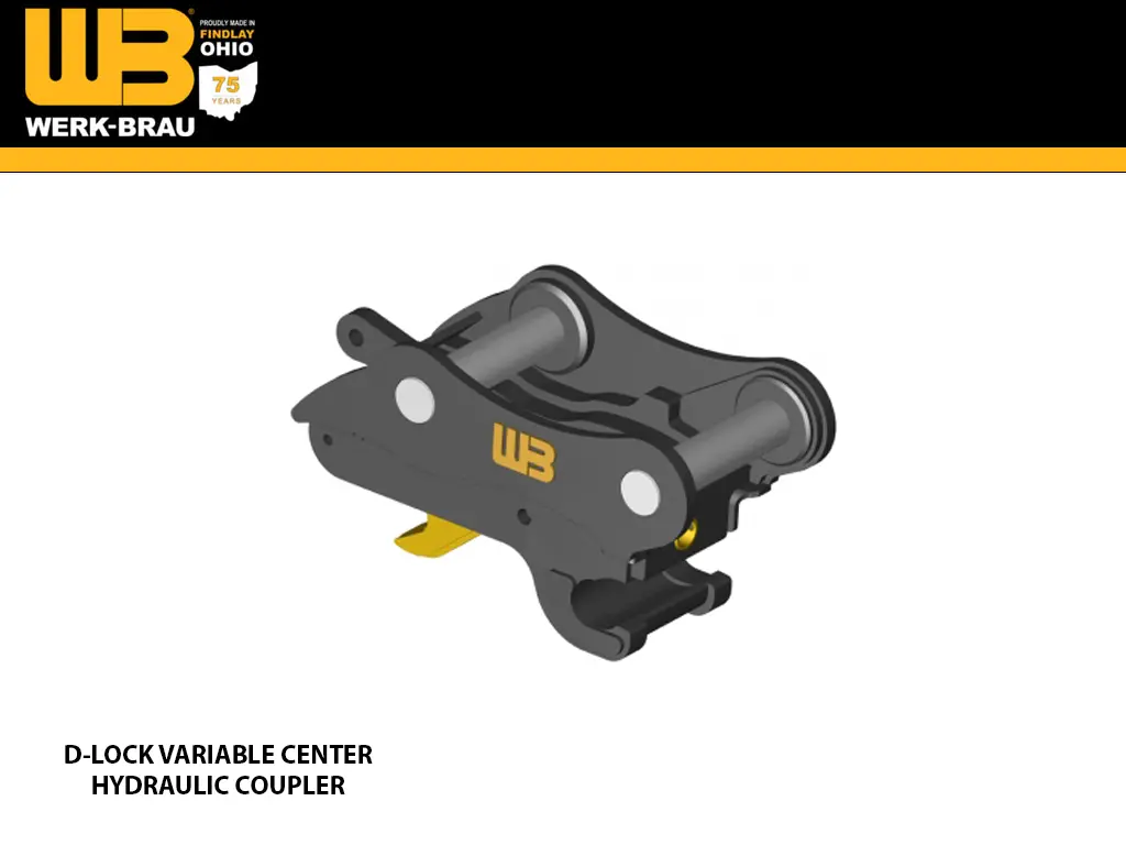 Werk-Brau D-Lock Variable Center Hydraulic Coupler For 125,000 - 180,000 Lbs. Excavators (60 & 70Mt) 1