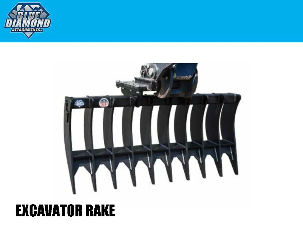 Blue Diamond Excavator Rake - Fits 6000 Lbs. To 15000 Lbs. Machines 1