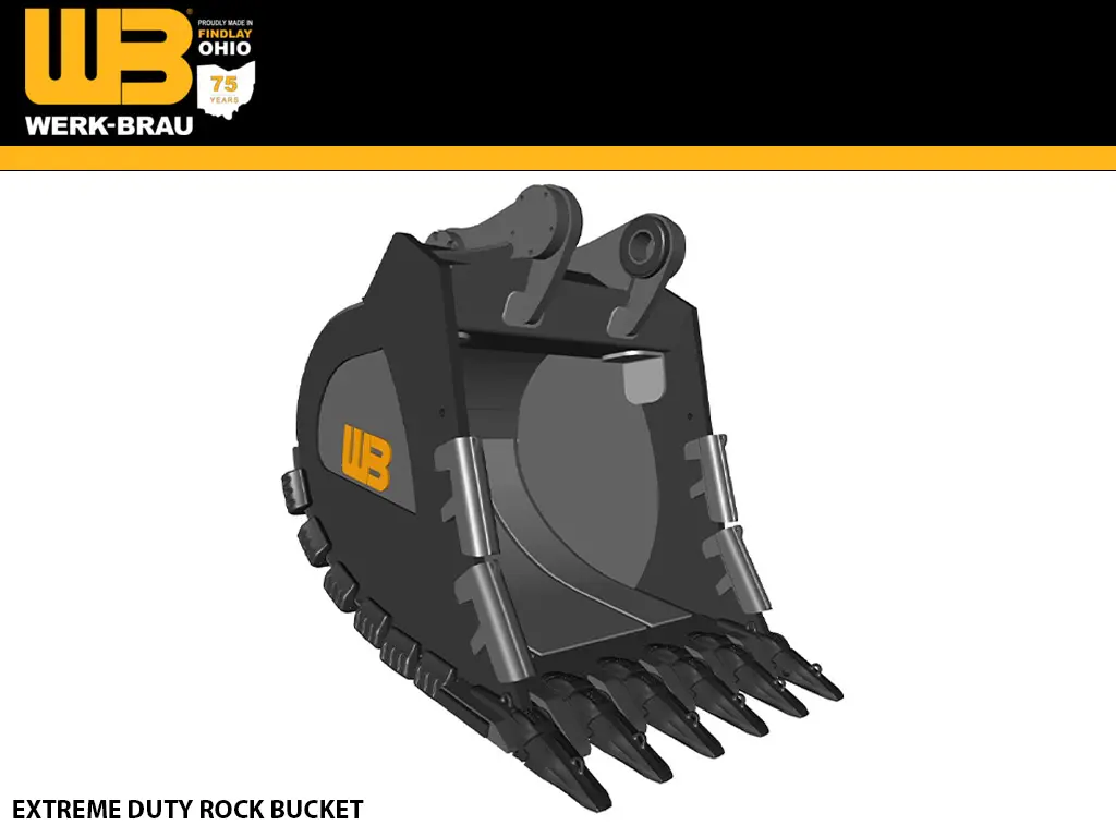 Werk-Brau Extreme Duty Rock Buckets For 154,000 - 180,000 Lbs. Excavators (70Mt) 1