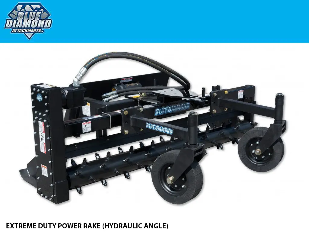 Blue Diamond Extreme Duty Power Rake, Hydraulic Angle 1
