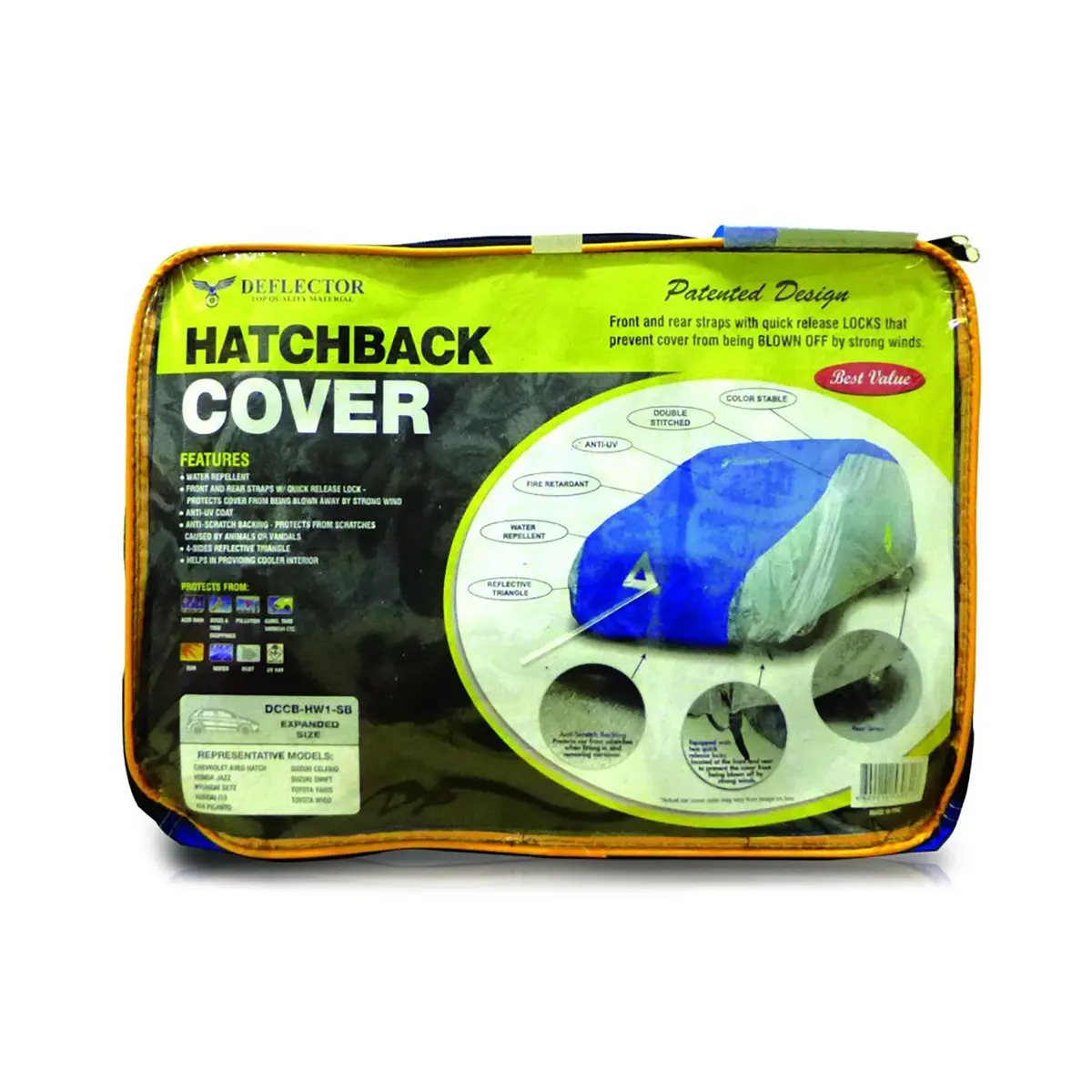 Deflector Water Resistant Car Cover Silver/Blue Hatchback Large 1