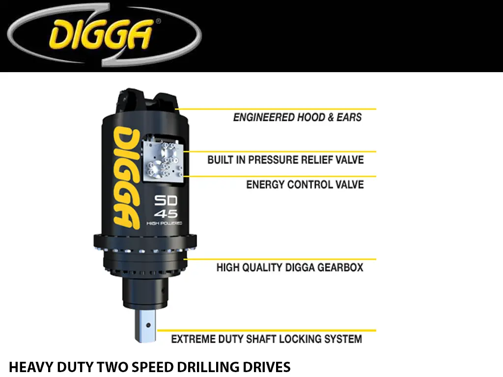 Digga Heavy Duty Two Speed Drilling Drives For Excavators, 39700 - 66100 Lbs. Machines (18-30 Ton) 1
