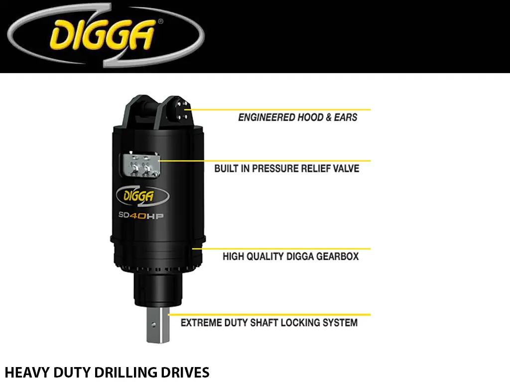 Digga Heavy Duty Drilling Drives For Excavators, 39700 - 66100 Lbs. Machines (18-30 Ton) 1