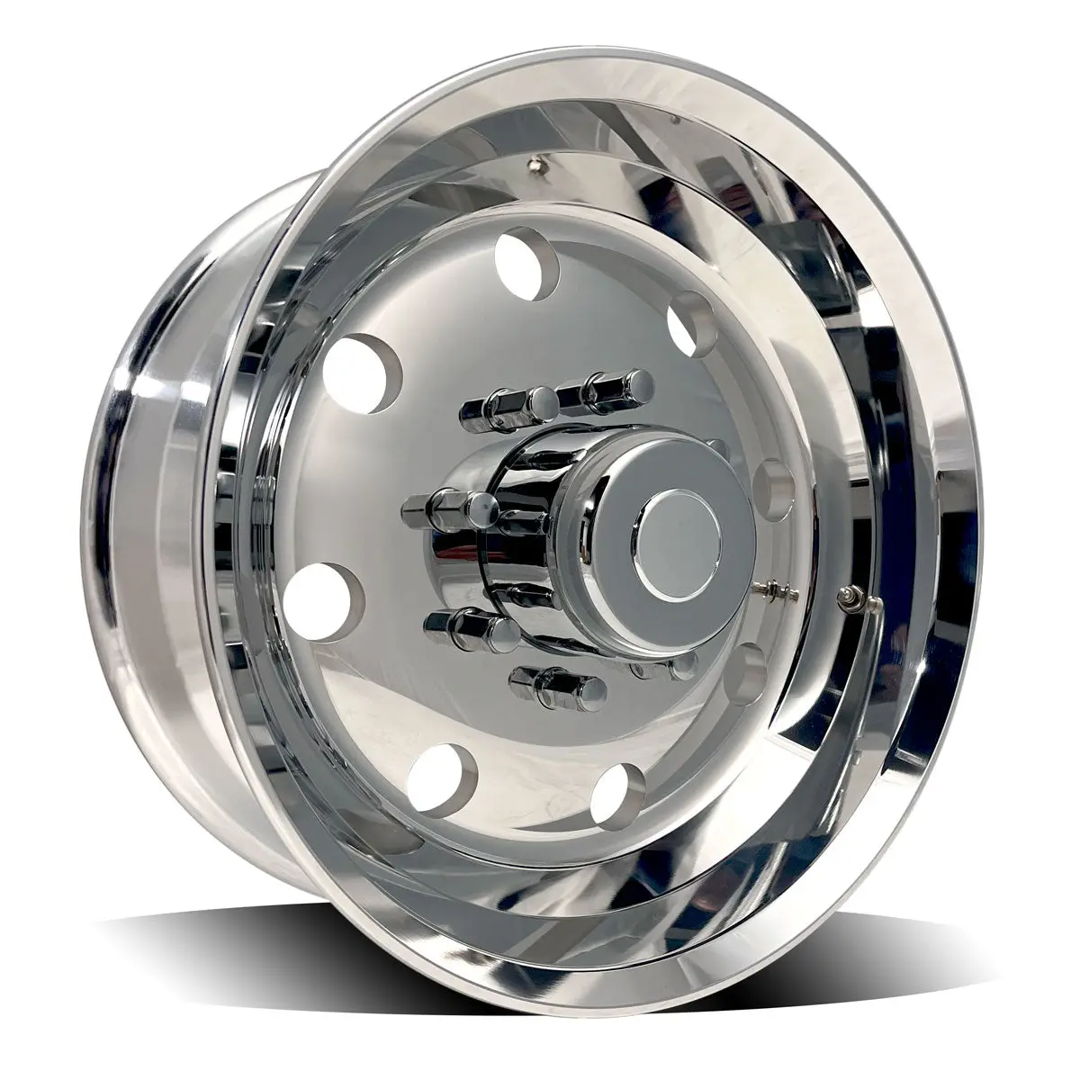 17.5X6.75 Polished Stud-Pilot Trailer Wheel – Acorn Nut Style 1