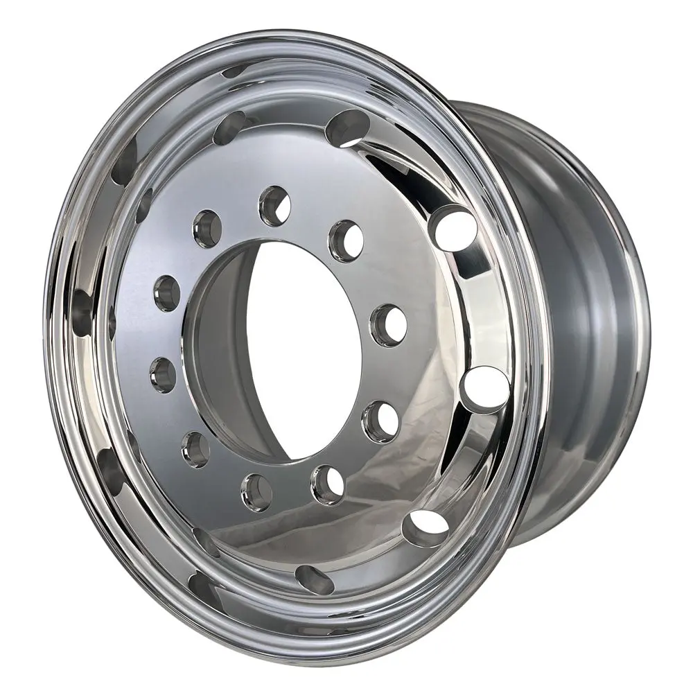 22.5X12.25 Northstar 10X11.25" Stud Pilot Mirror Polish Flat Face Wheel Front Only (4.68" Offset) 1
