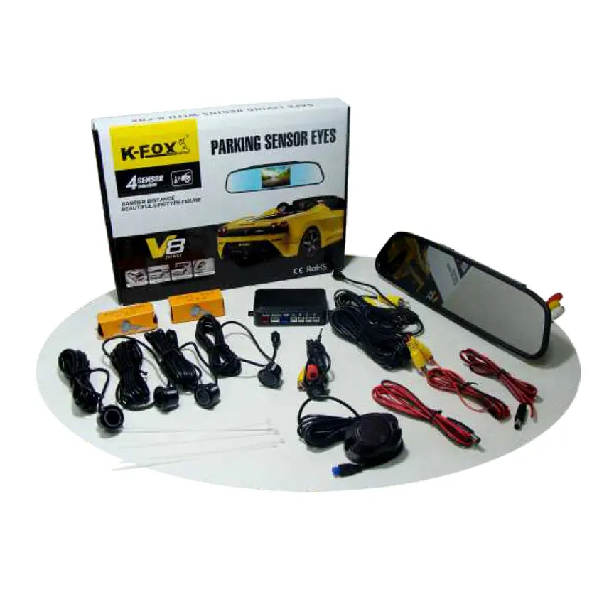 K-Fox Parking Sensor Kpac-8604 4Pcs. Black Sensor With Rearview Mirror 1