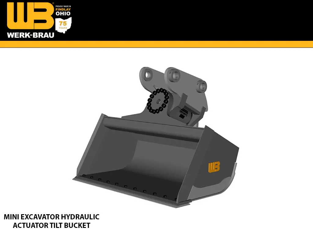 Werk-Brau Hydraulic Actuator Tilt Bucket For 5,000 -11,000 Lbs. Excavators. (Mini 1, 15 & 2) 1