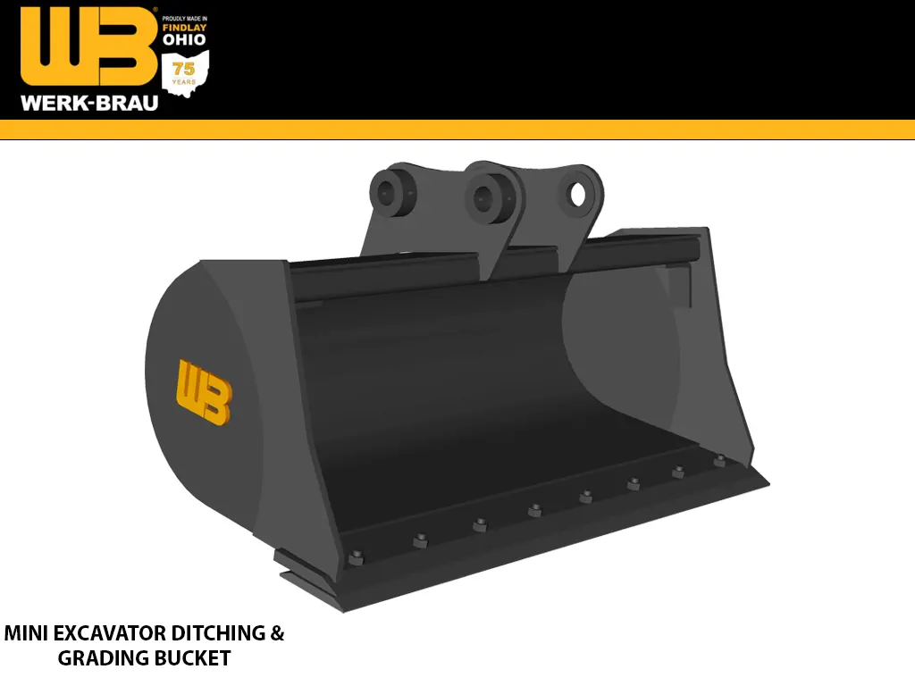 Werk-Brau Ditching & Grading Bucket For 7,500 - 14,000 Lbs. Excavators. (Mini 2)(Mini 3) 1