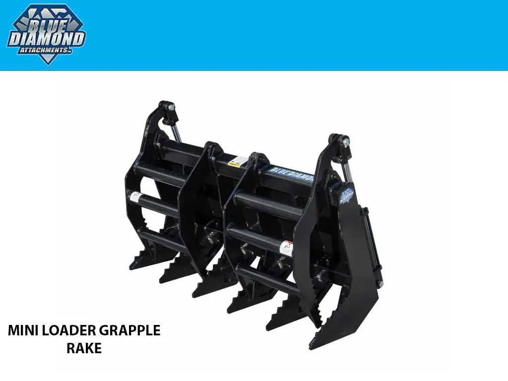 Blue Diamond Grapple Rake For Mini Loader 1