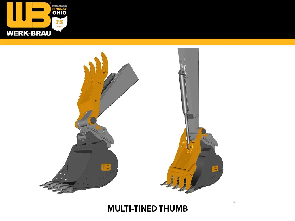 Werk-Brau Main Pin Hydraulic Thumb For Excavators 59,000 - 68,000 Lbs. (30Mt) 1
