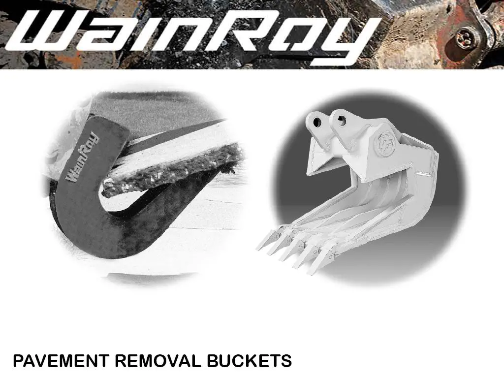 Wain Roy Pavement Slab Removal Buckets For 1/4 Yard Tractor Loader Backhoes Under 16,000 Lbs. 1