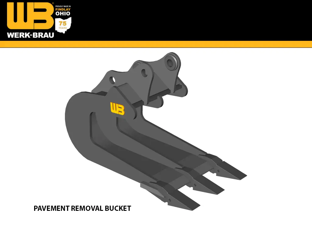 Werk-Brau Pavement Removal Bucket For  24,000 - 42,000 Lbs. Excavators (12, 15Mt) 1