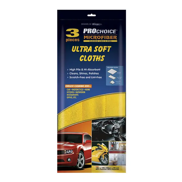 Prochoice Microfiber Ultra Soft Cloth X 3 Yellow 16In X 16In 1