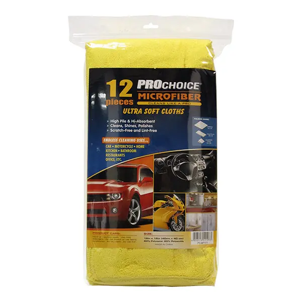 Prochoice Microfiber Ultra Soft Cloth X 12 Yellow 16In X 16In 1