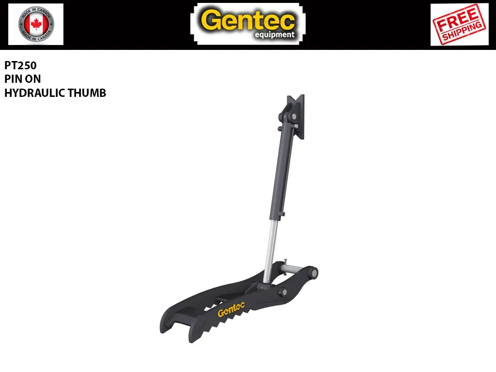Pt250 Gentec Hydraulic Pin-On Thumb For 40,000Lbs To 54,000Lbs Excavator - 2 Tines 1