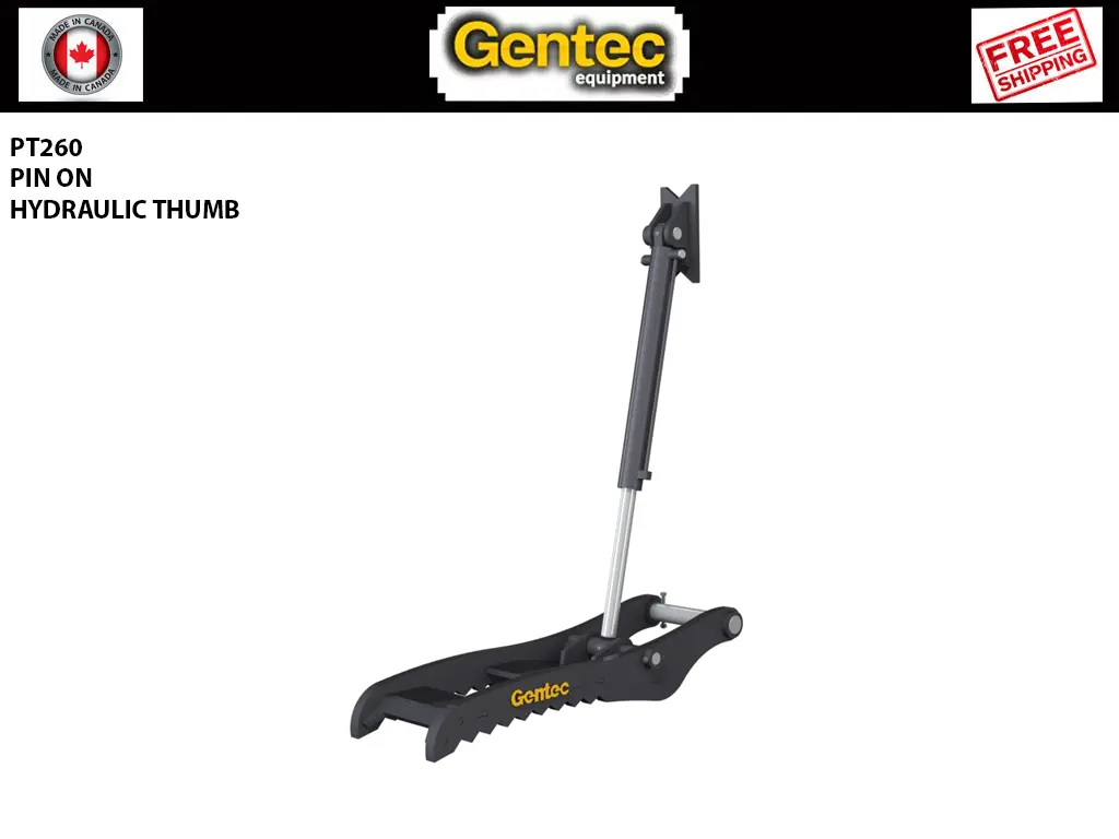 Pt260 Gentec Hydraulic Pin-On Thumb For 54,000Lbs To 100,000Lbs Excavator - 2 Tines 1