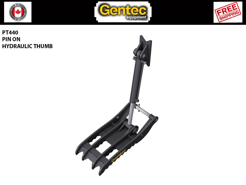 Pt440 Gentec Hydraulic Pin-On Thumb For 25,500Lbs To 39,000Lbs Excavator - 4 Tines 1