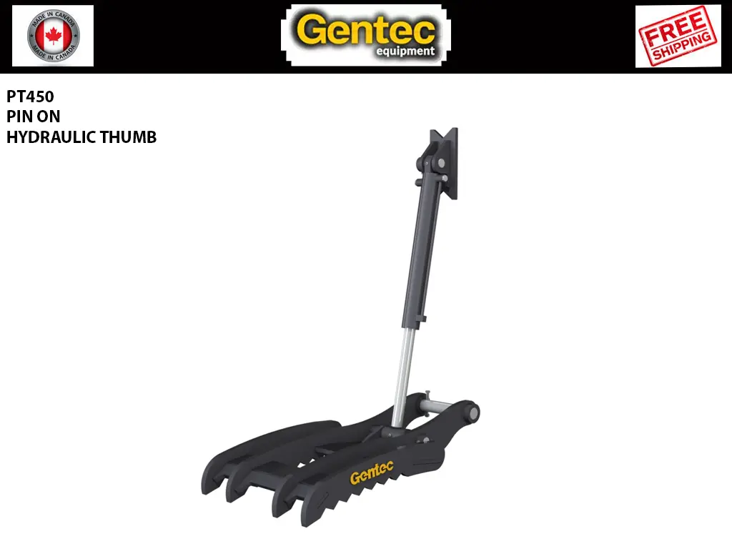 Pt450 Gentec Hydraulic Pin-On Thumb For 40,000Lbs To 54,000Lbs Excavator - 4 Tines 1