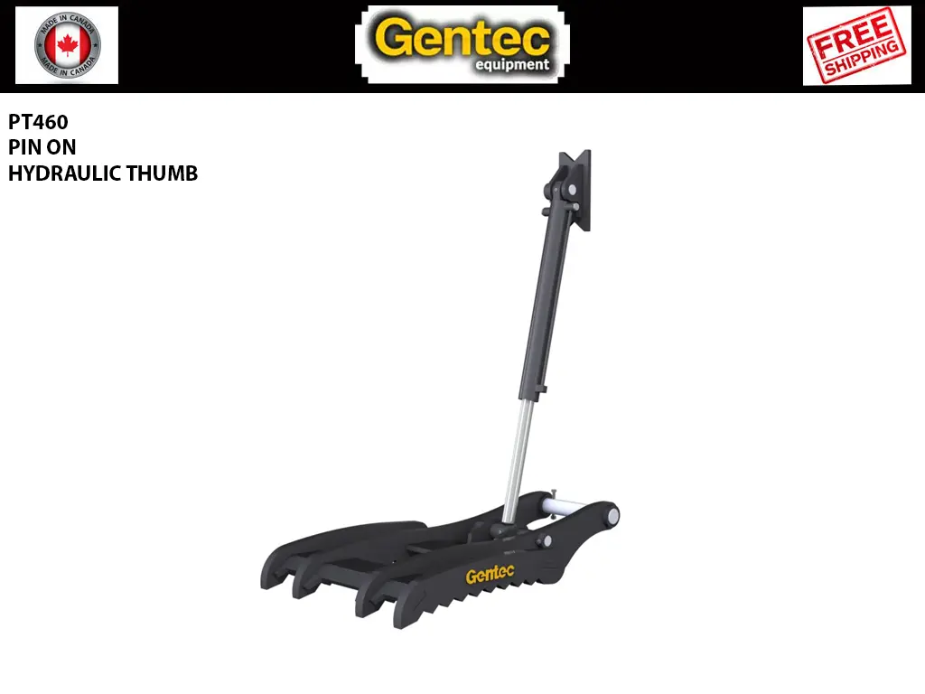 Pt460 Gentec Hydraulic Pin-On Thumb For 54,000Lbs To 100,000Lbs Excavator - 4 Tines 1