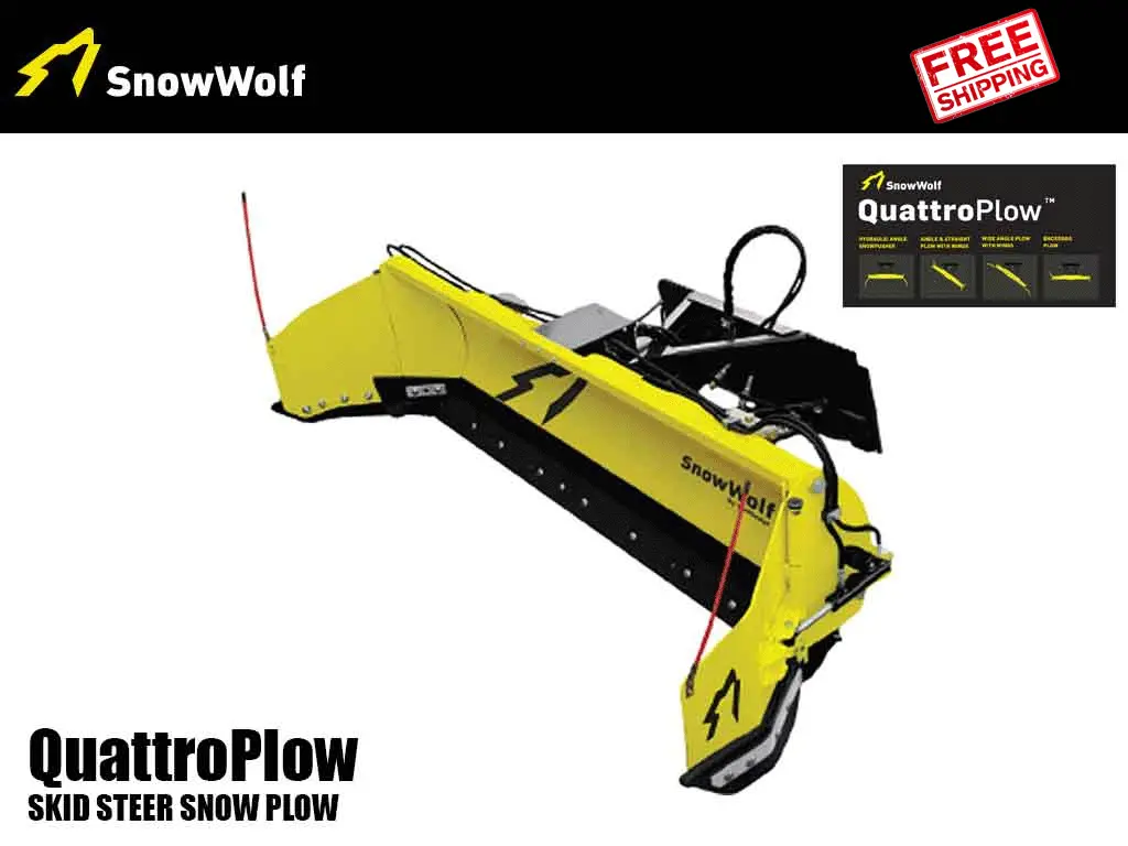 Snowwolf Quattroplow Auto Wing Plow For Skid Steers 6,000 - 15,000 Lbs 1