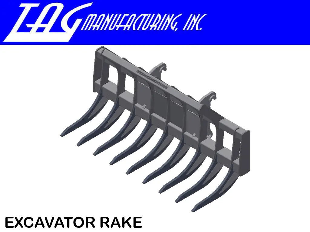 Tag Excavator Rake For Mini Excavators 4000 To 8000 Lbs. 1