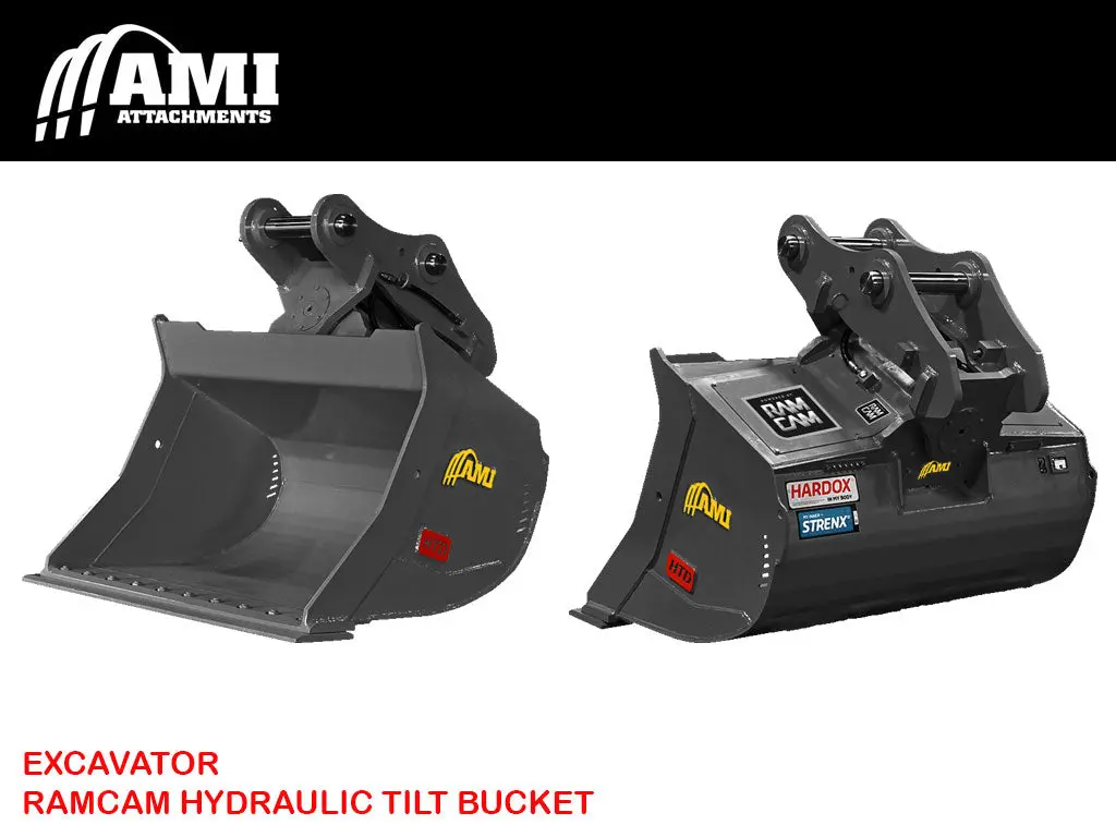 Ami Ramcam Hydraulic Tilt Ditch Cleaning Bucket For Excavators 24000 To 115000 Lbs. 1