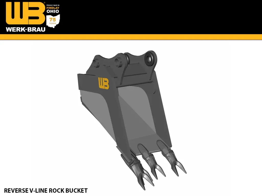 Werk Brau Reverse V-Line Rock Bucket For Excavators 68,000 - 105,000 Lbs (35 & 40Mt) 1