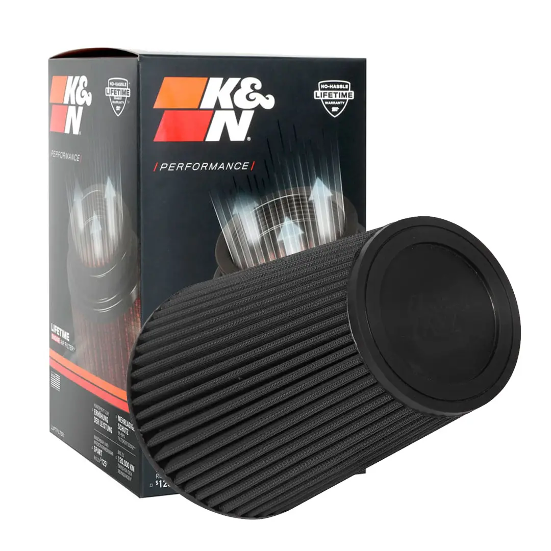 K&N Universal Clamp-On Air Filter Ru-3107Hbk 5" Inlet, 8.75" Height Dryflow Oil-Free 1