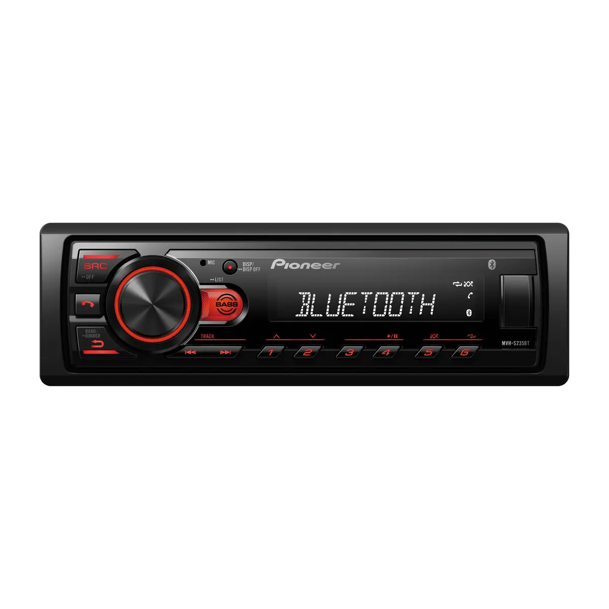Pioneer 1Din Mvh-S235bt Audio Receiver With 5 Geq Bass Boost & Wired Remote Control Bluetooth 1