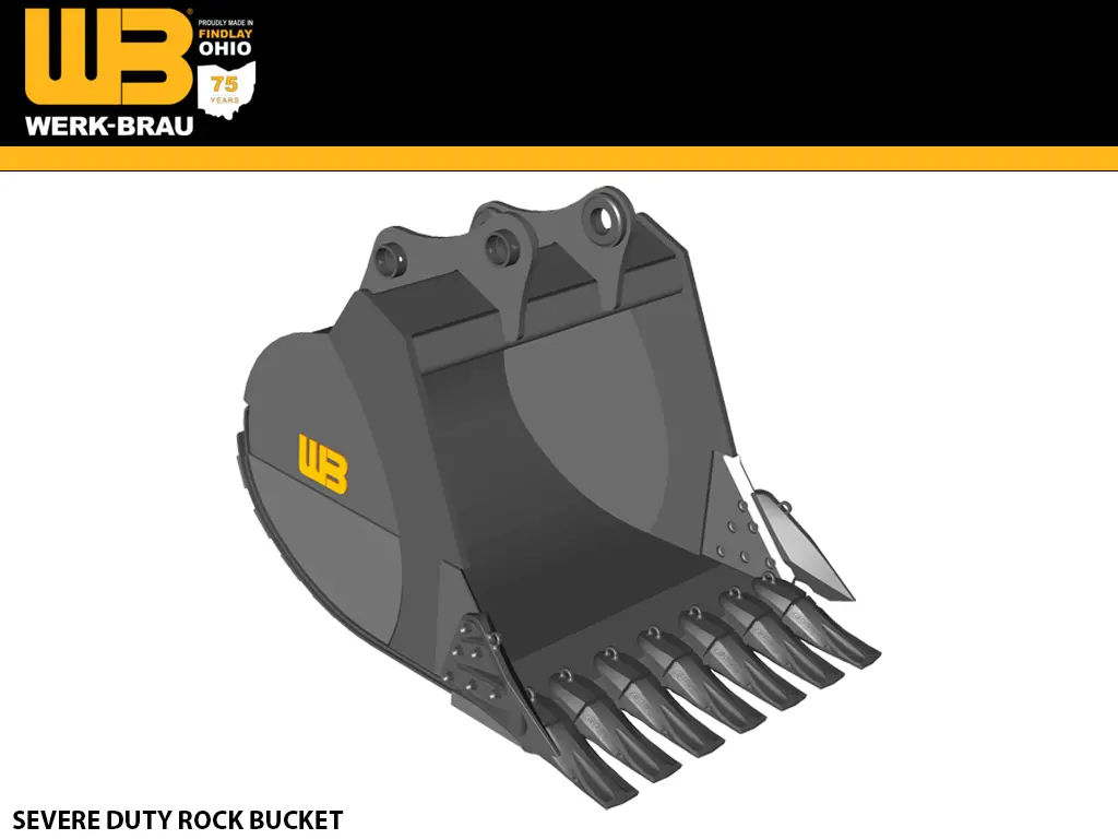 Werk-Brau Severe Duty Rock Buckets For 50,000 - 59,000 Lbs. Excavators (25Mt) 1
