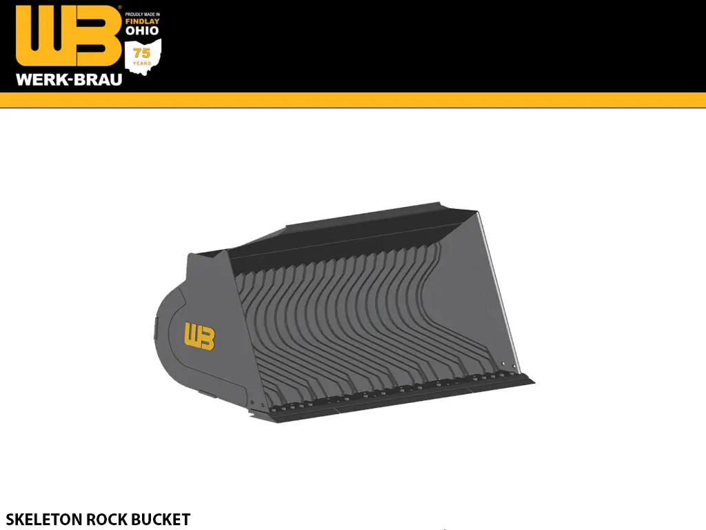 Werk-Brau Skeleton Rock Buckets For Wheel Loaders 30,000 - 33,000 Lbs. (Class 3.5) 1
