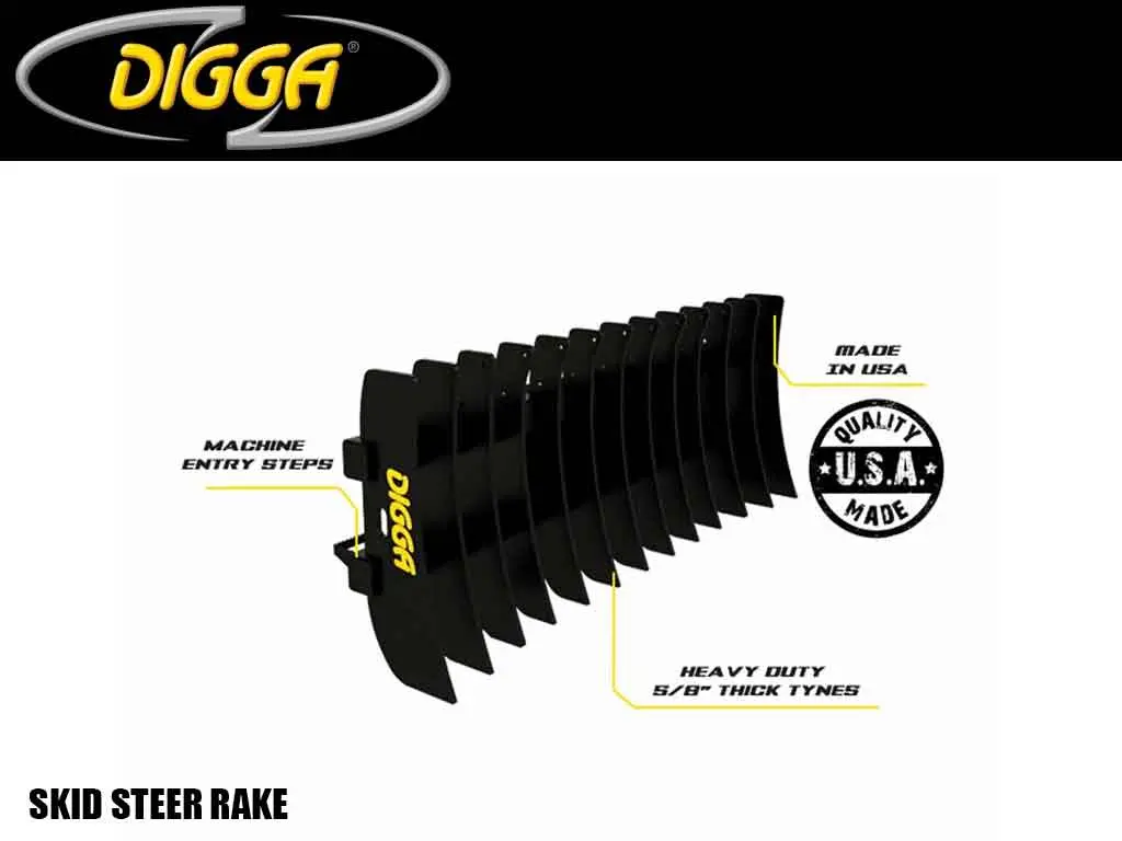 Digga Root Rake For Skid Steer 1