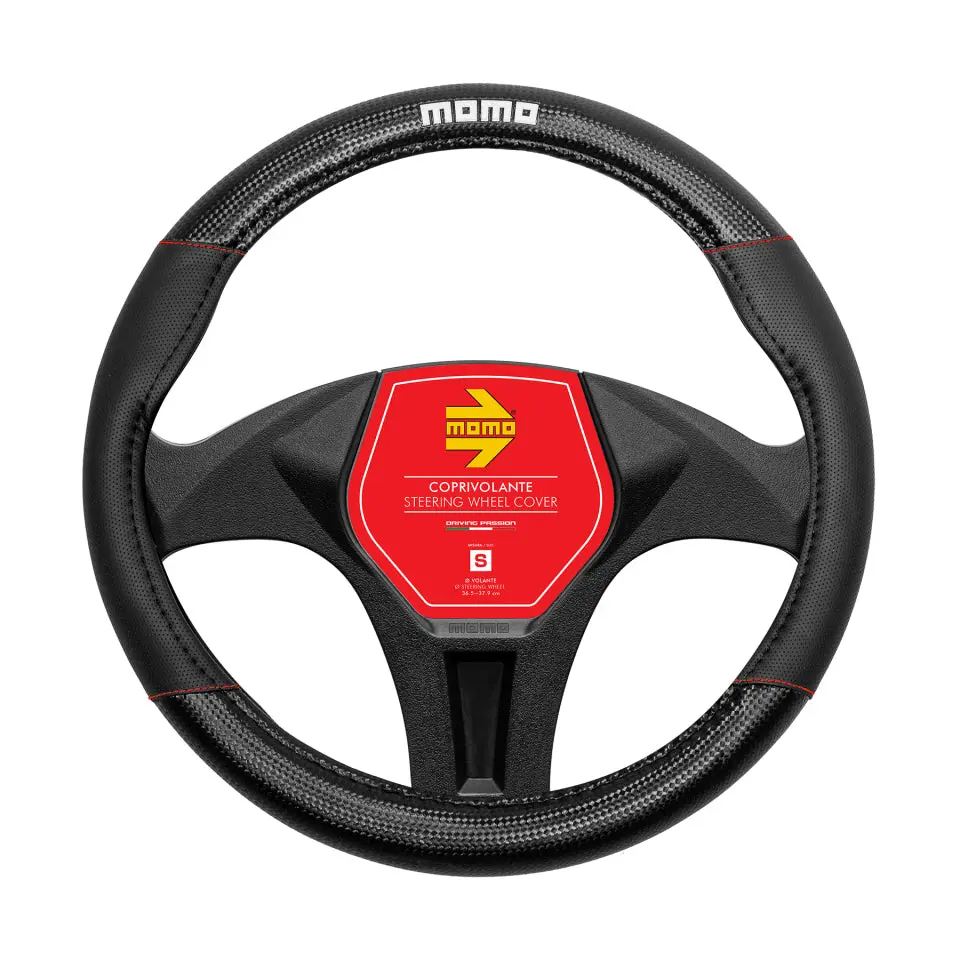 Momo Steering Cover Carbon Black/Red M 1
