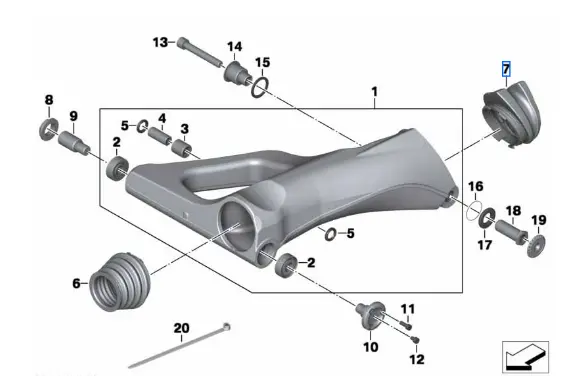 Bmw K1600gt/Gtl/Bagger/Exclusive Swingarm Rubber Boot Front 1