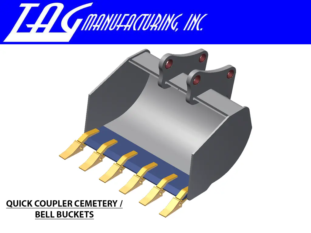 Tag Quick Coupler Bellhole / Grave Buckets With 1.75" T-Pin For 12,000 - 16,000 Lbs. Excavators 1