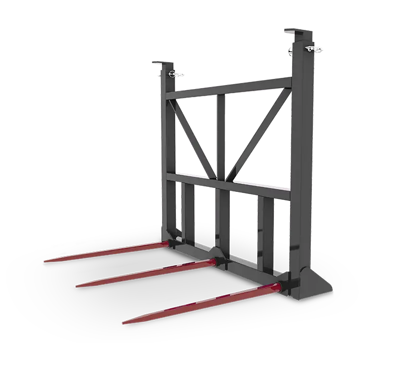 Hla Three Prong Bale Spear With Adjustable Guard For Skid Steer 1